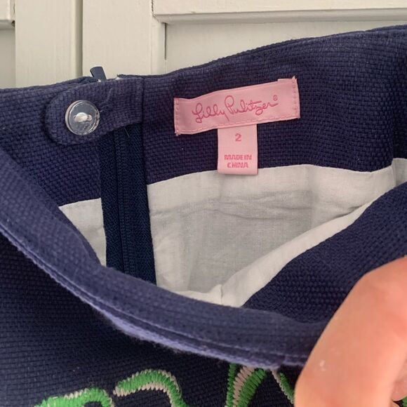 Lily Pulitzer Mini Skirt Green Embroidered Flower - Picture 5 of 13